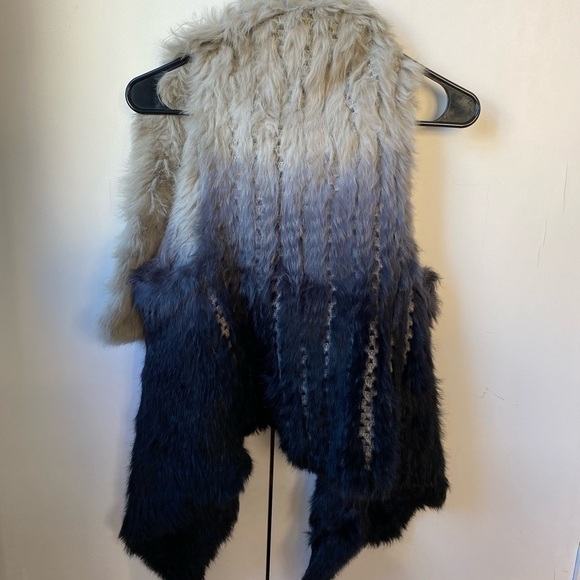 Metric Knits Black and Gray Ombré Rabbit Fur Sweater Vest - Picture 2 of 6